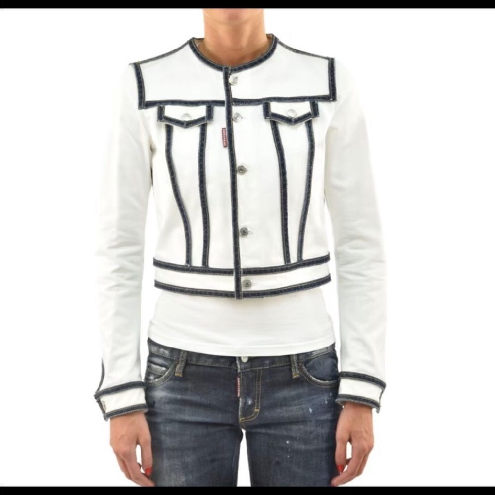 Dsquared2 Stylish White Denim-Trimmed Women's Jacket, XS